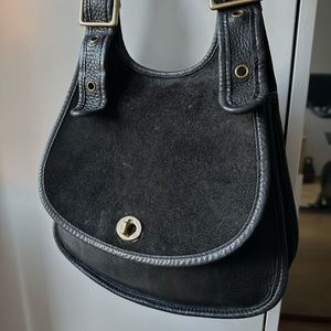 Vintage Coach Crescent sued Berkeley Saddle Bag Purse in black, 9014.